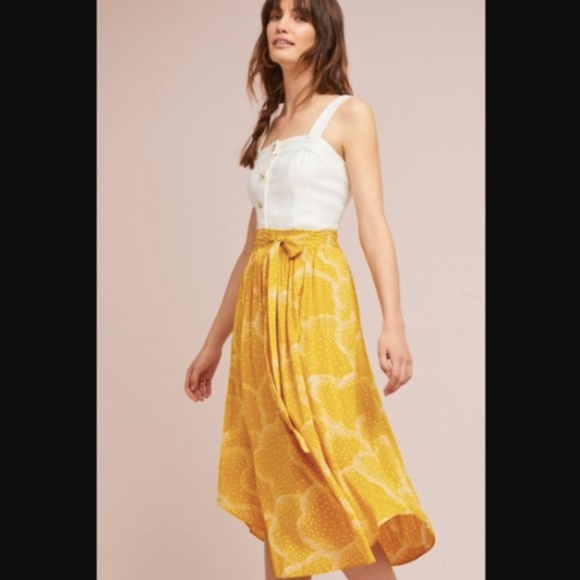 Anthropologie Dresses & Skirts - Maeve By Anthropologie Staycation Yellow Midi Skirt